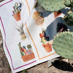 Canovaccio - Cactus - Tessitura Toscane Telerie - variante bordo giallo