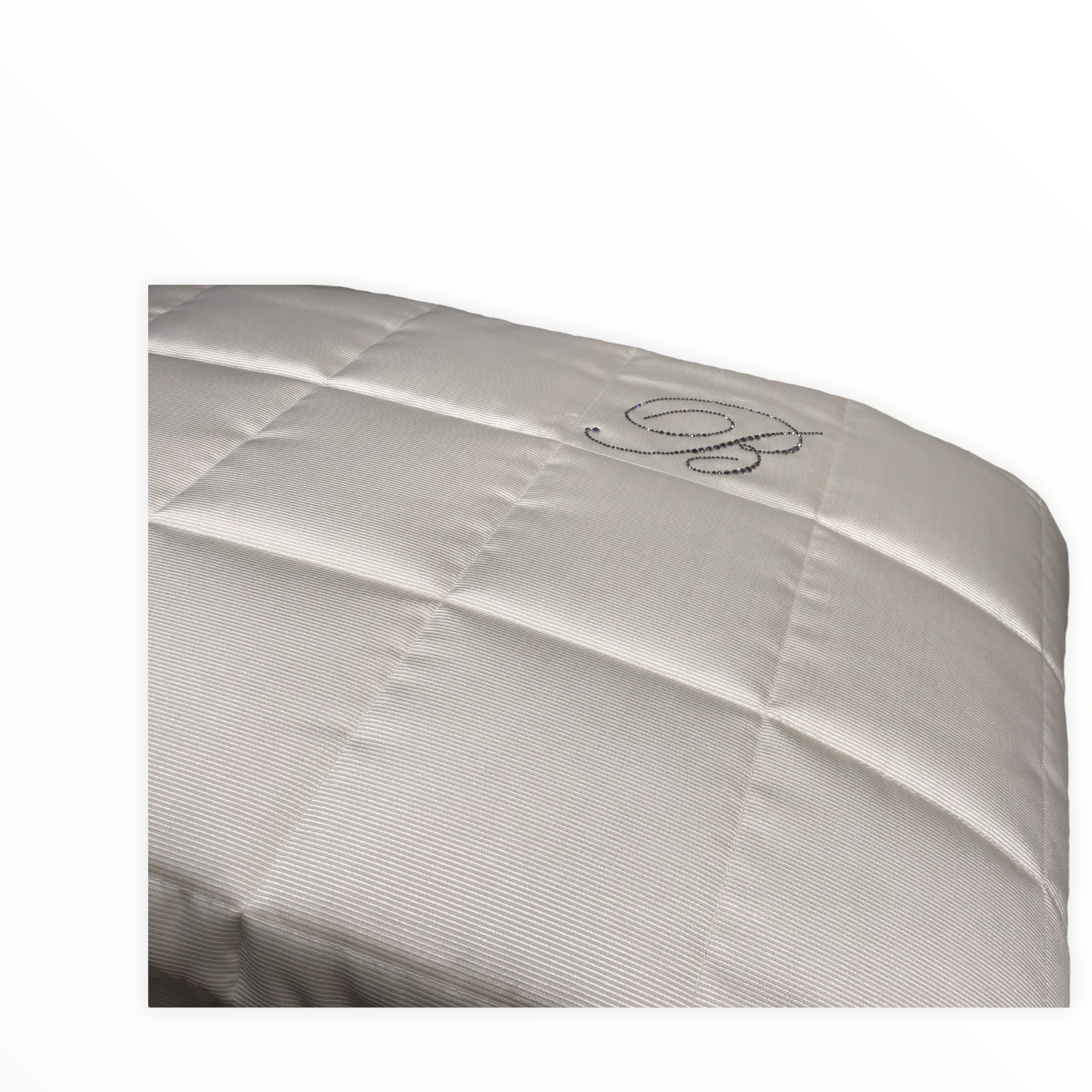 Copriletto trapuntato Blumarine - Note Blu - Quilt Matrimoniale Bianco