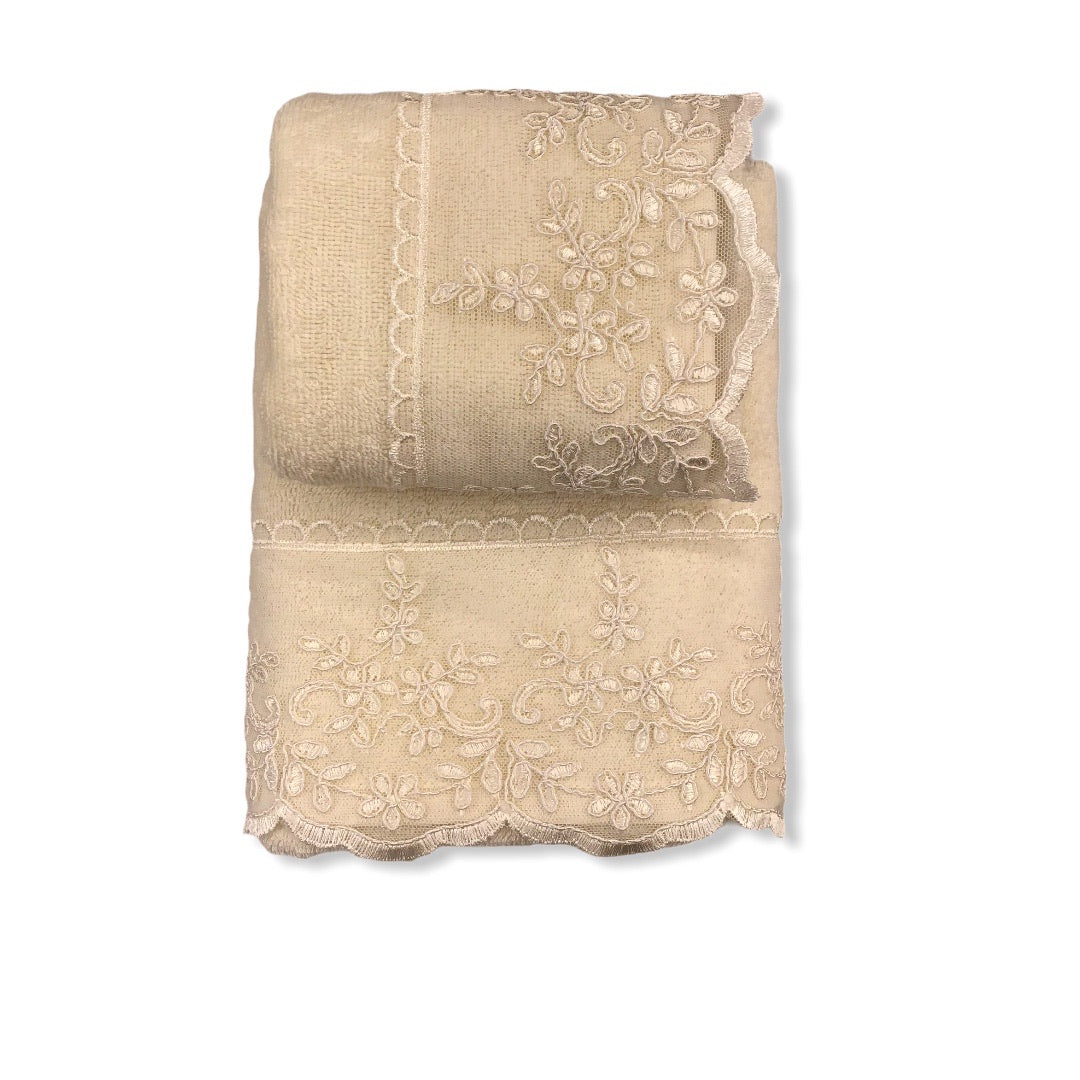Coppia di asciugamani color panna - Karol | Battaglia
