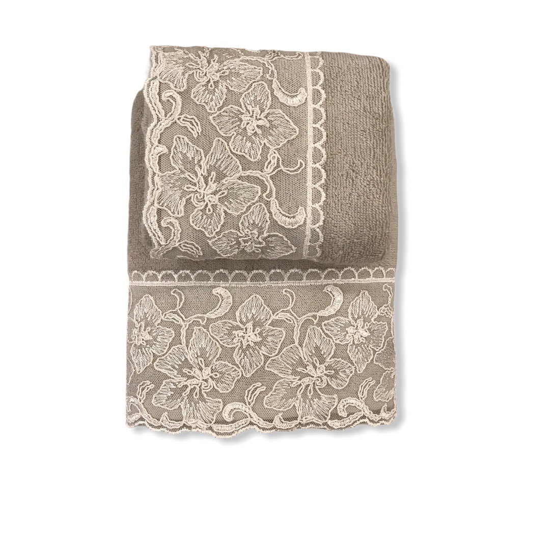 Coppia di asciugamani grigi - Gloriana | Battaglia