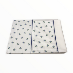 Completo lenzuola singolo bianco e cielo - Spring | Fazzini