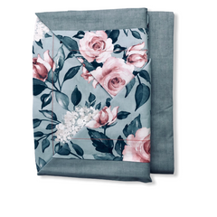 Completo letto matrimoniale color azzurro - Giusy - Fiori | Cavalieri