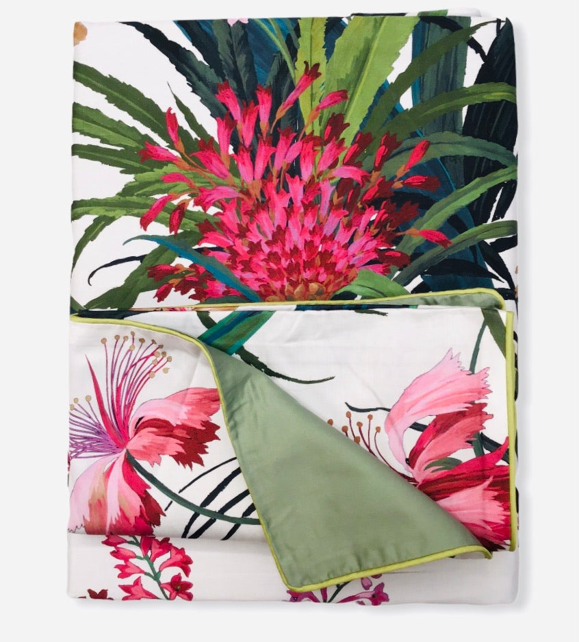 Parure copripiumino due piazze - Fazzini - Hibiscus - Verde