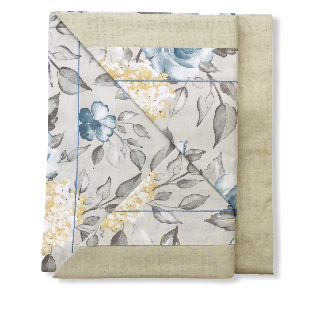 Completo letto matrimoniale color ecrù - Giusy - Fiori | Cavalieri